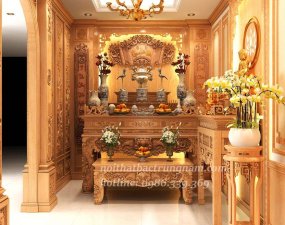 thi công nội thất phòng thờ nhà anh Thân q12