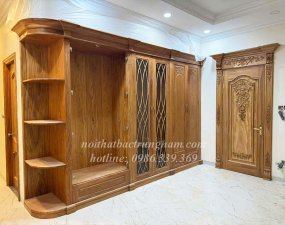 Thi công nội thất gỗ gõ đỏ phong cách tân cổ điển chị Lan