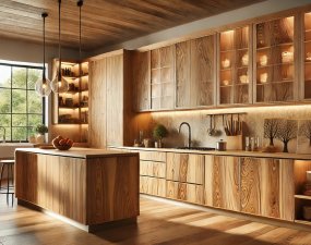 Mẫu tủ bếp gỗ tự nhiên đẹp