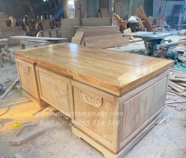 Mẫu bàn làm việc gỗ gõ đỏ lớn LV02