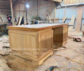 Mẫu bàn làm việc gỗ gõ đỏ lớn LV02