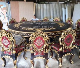 Bộ bàn ghế ăn cổ điển hoàng gia đẳng cấp BA13 bọc nệm