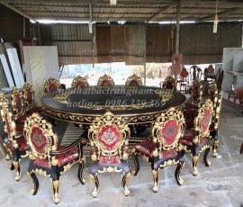 Bộ bàn ghế ăn cổ điển hoàng gia đẳng cấp BA13 bọc nệm