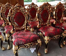 Bộ bàn ghế ăn cổ điển hoàng gia đẳng cấp BA13 bọc nệm