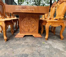 Bộ bàn ghế ăn 8 ghế gỗ gõ đỏ cao cấp BA10GD