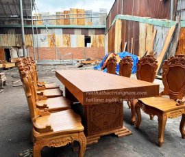 Bộ bàn ghế ăn 8 ghế gỗ gõ đỏ cao cấp BA10GD