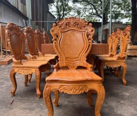 Bộ bàn ghế ăn 8 ghế gỗ gõ đỏ cao cấp BA10GD