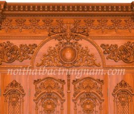 BỘ CỬA CHÍNH CỔ ĐIỂN 4 CÁNH GỖ GÕ ĐỎ CC30GD