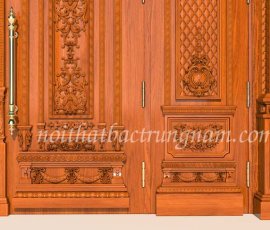 BỘ CỬA CHÍNH CỔ ĐIỂN 4 CÁNH GỖ GÕ ĐỎ CC30GD