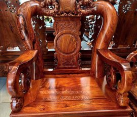 Bộ salon cẩm lai Campuchia chạm đào tay 12 PD16 10 món