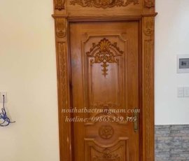 Mẫu cửa phòng tân cổ điển gỗ gõ đỏ CP23GD