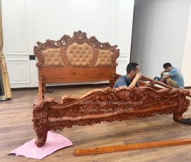 giường ngủ cổ điển gỗ gõ đỏ GN05GD