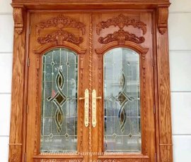 Bộ cửa tân cổ điển 2 cánh kính hoa đồng CC19GD 