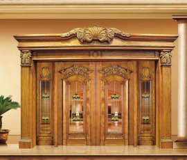 Bộ cửa cổ điển hoàng gia 4 cánh gỗ gõ đỏ cao cấp CC23GD 