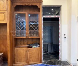 Mẫu tủ bếp gỗ gõ đỏ tân cổ điển TB26
