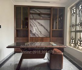 Mẫu phòng làm việc hiện đại gỗ óc chó cao cấp LV09