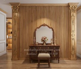 Bàn trang điểm tân cổ điển gỗ gõ đỏ nhẹ nhàng thanh lịch BP02