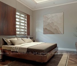 Phòng ngủ master hiện đại gỗ óc chó - anh Minh Cityland