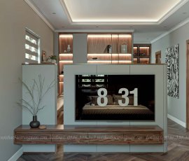 Phòng ngủ master hiện đại gỗ óc chó - anh Minh Cityland