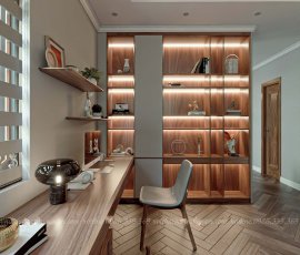 Phòng ngủ master hiện đại gỗ óc chó - anh Minh Cityland