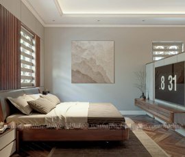 Phòng ngủ master hiện đại gỗ óc chó - anh Minh Cityland