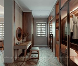 Phòng ngủ master hiện đại gỗ óc chó - anh Minh Cityland