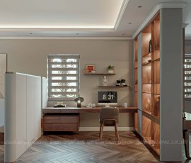 Phòng ngủ master hiện đại gỗ óc chó - anh Minh Cityland