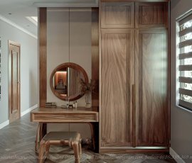 Phòng ngủ master hiện đại gỗ óc chó - anh Minh Cityland