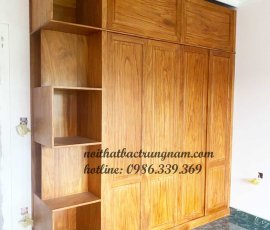 tủ áo kết hợp tủ trang trí gỗ gõ đỏ cao cấp