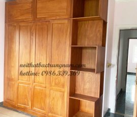 tủ áo kết hợp tủ trang trí gỗ gõ đỏ cao cấp