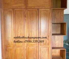 tủ áo kết hợp tủ trang trí gỗ gõ đỏ cao cấp