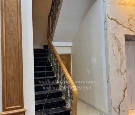 Thi công cầu thang gõ đỏ sắt nghệ thuật CT07