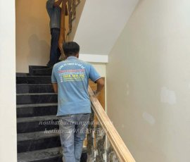 Thi công cầu thang gõ đỏ sắt nghệ thuật CT07