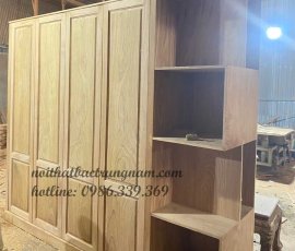 tủ áo kết hợp tủ trang trí gỗ gõ đỏ cao cấp