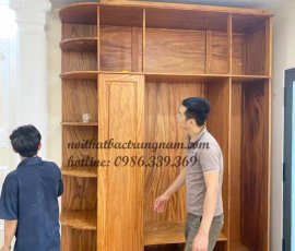 tủ áo kịch trần gỗ gõ đỏ