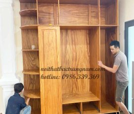 tủ áo kịch trần gỗ gõ đỏ
