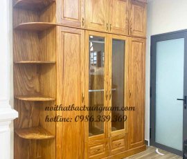 tủ áo kịch trần gỗ gõ đỏ