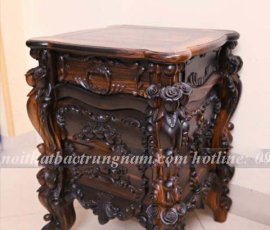 Tủ đầu giường cổ điển gỗ mun sọc quý hiếm đẳng cấp hoàng gia TAB01