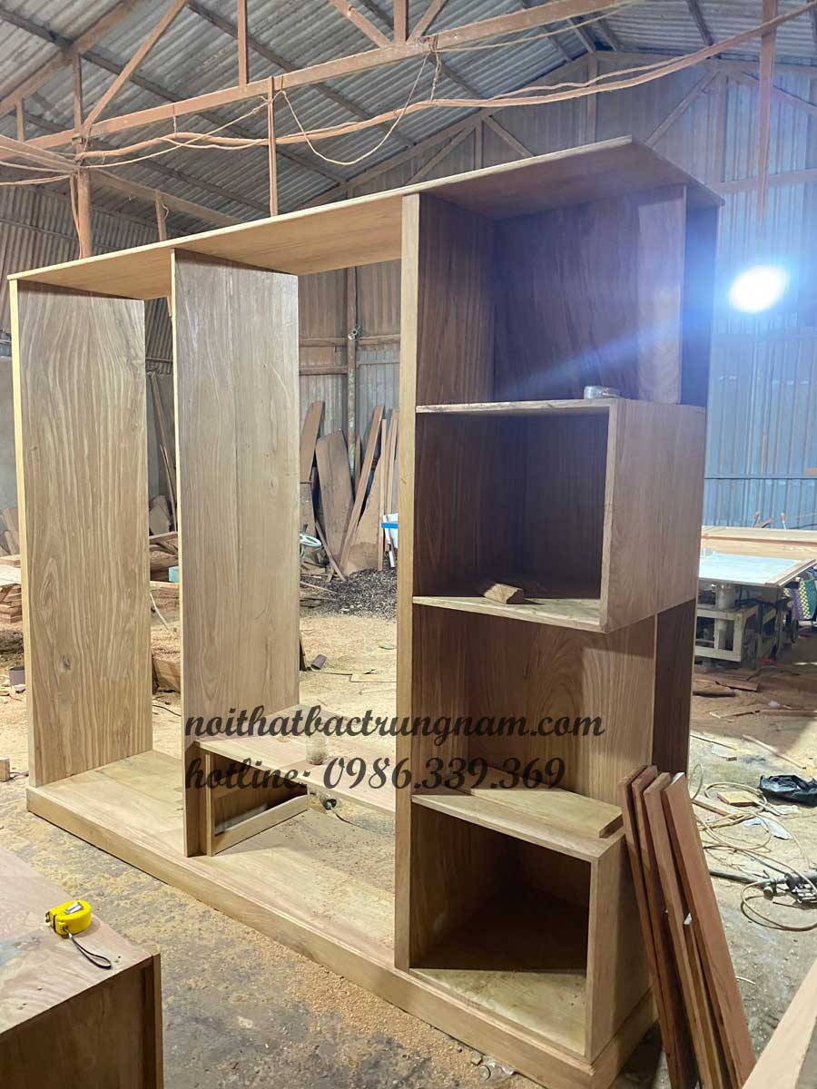 tủ áo kết hợp tủ trang trí gỗ gõ đỏ cao cấp