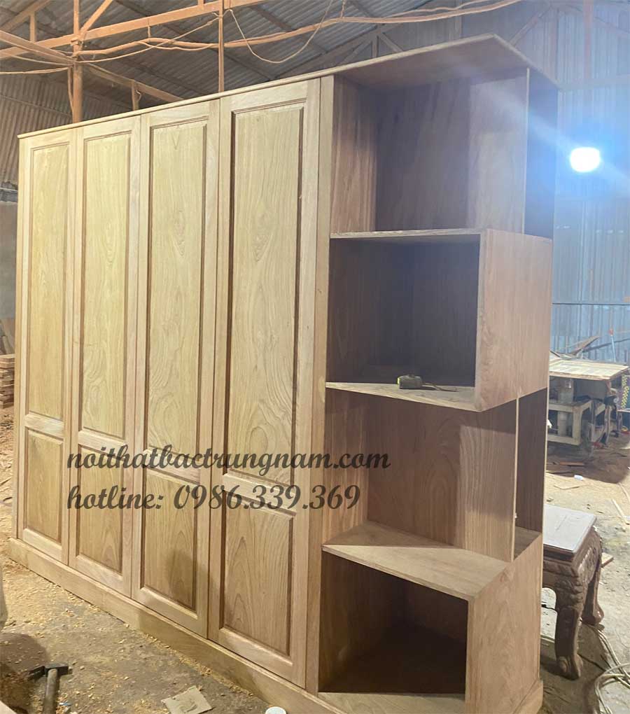 tủ áo kết hợp tủ trang trí gỗ gõ đỏ cao cấp