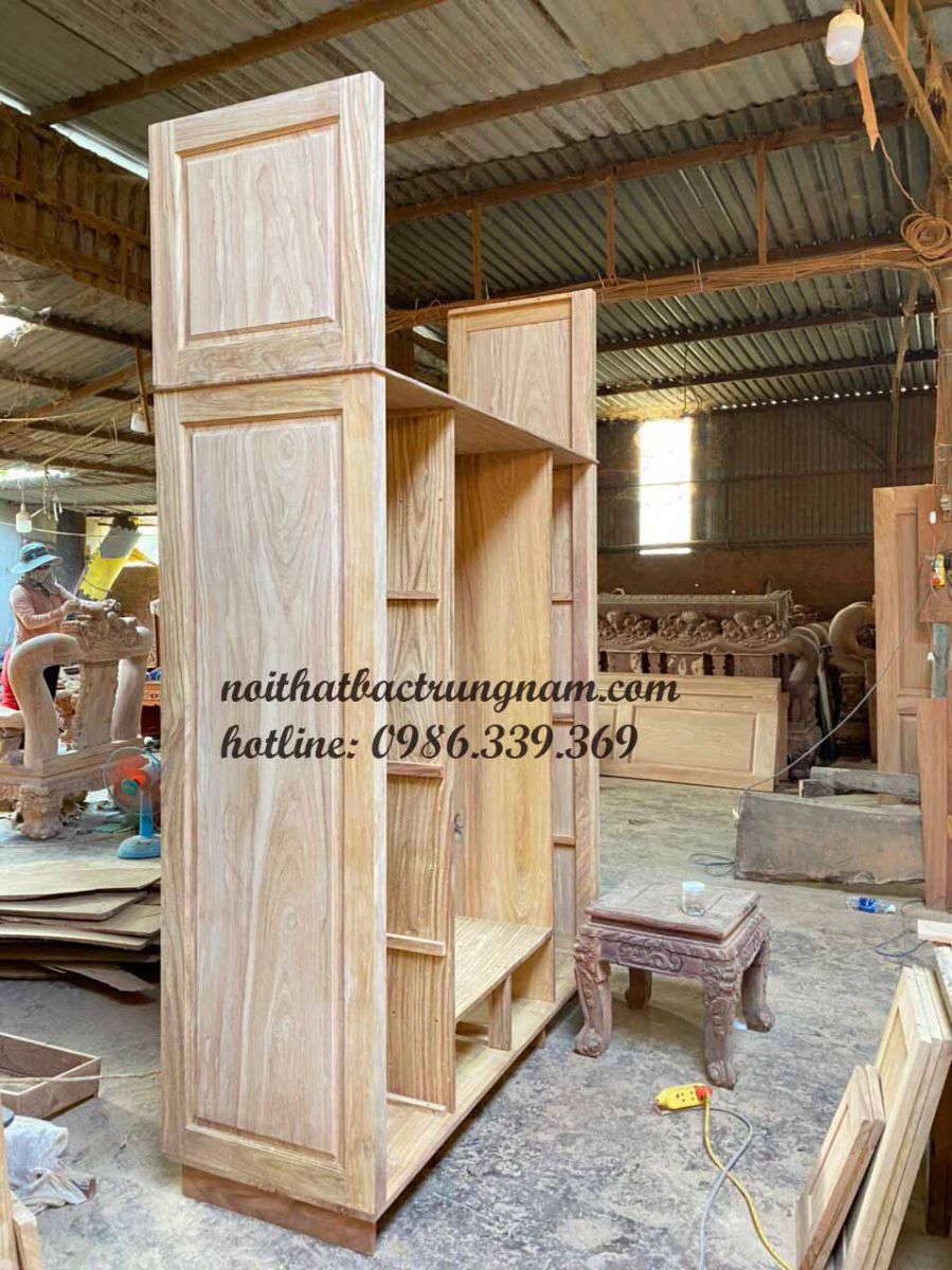 mẫu tủ áo 4 cánh 3 buồng 2 tầng gỗ gõ đỏ cao cấp