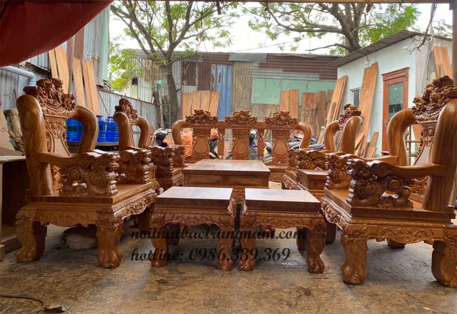 salon phòng khách gỗ gõ đỏ cao cấp