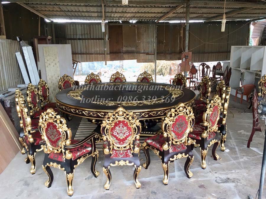 Bộ bàn ghế ăn cổ điển hoàng gia đẳng cấp BA13 bọc nệm