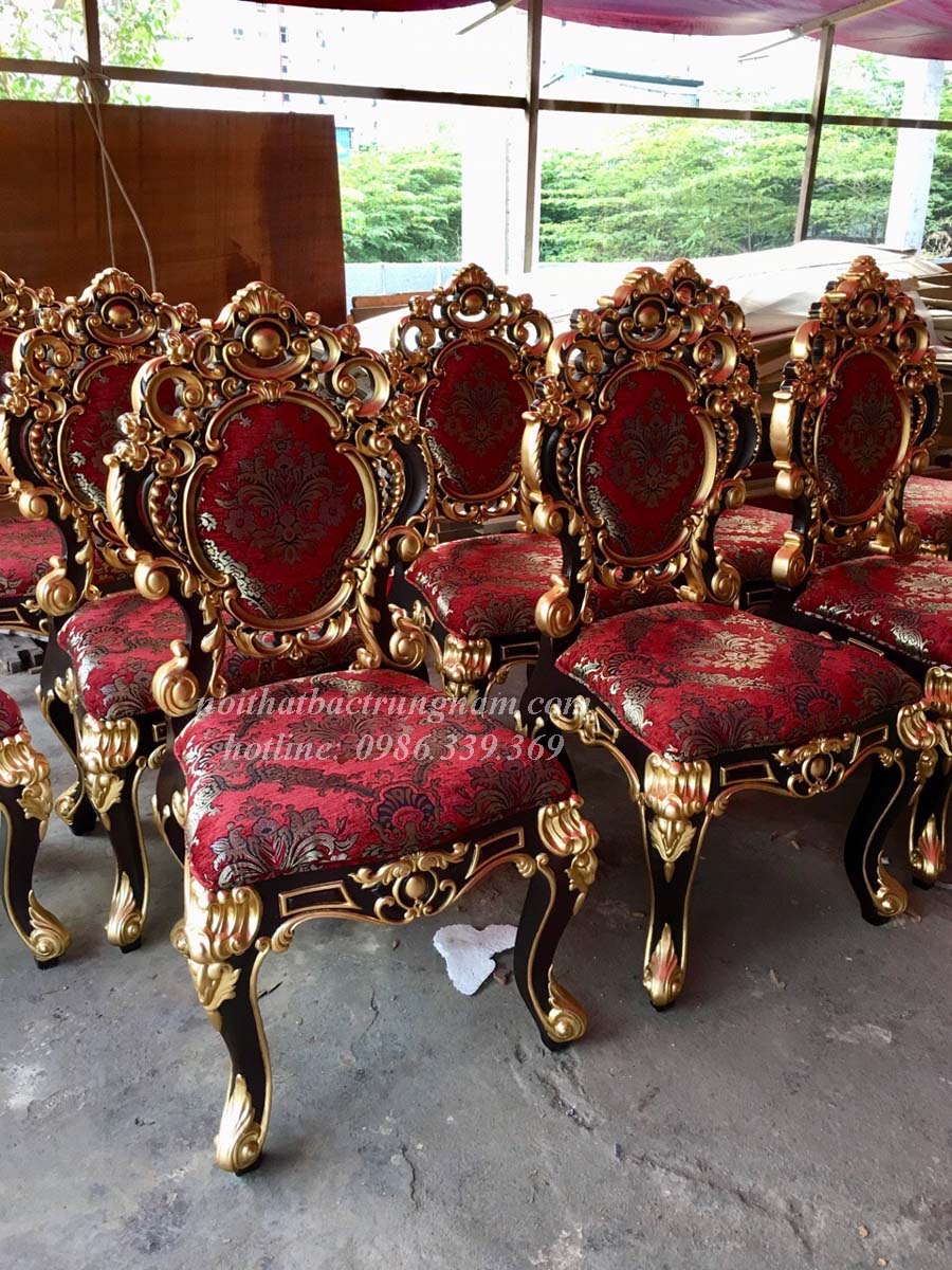 Bộ bàn ghế ăn cổ điển hoàng gia đẳng cấp BA13 bọc nệm