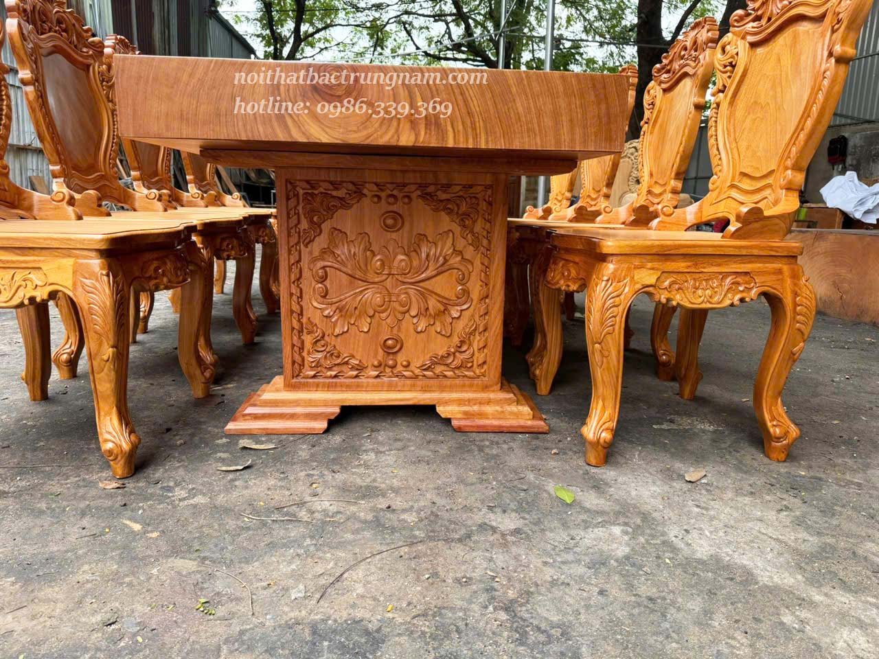 Bộ bàn ghế ăn 8 ghế gỗ gõ đỏ cao cấp BA10GD