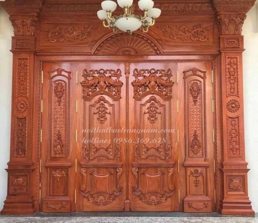 Bộ cửa chính tân cổ điển 4 cánh CC01GD cao cấp