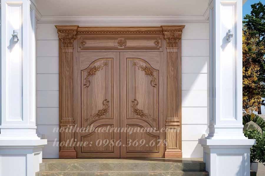 Bộ cửa chính tân cổ điển 2 cánh cao cấp CC18GD 