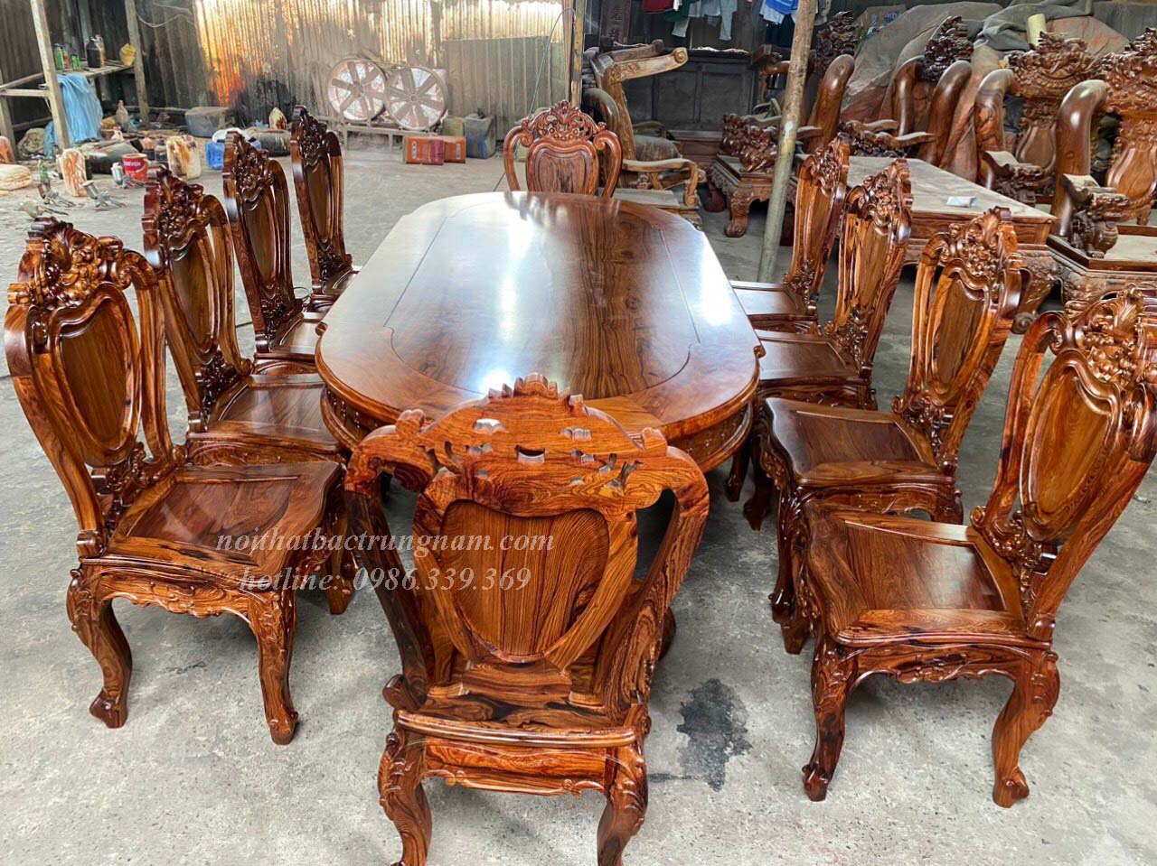 Bộ bàn ghế ăn Louis gỗ Cẩm lai đẳng cấp BA11
