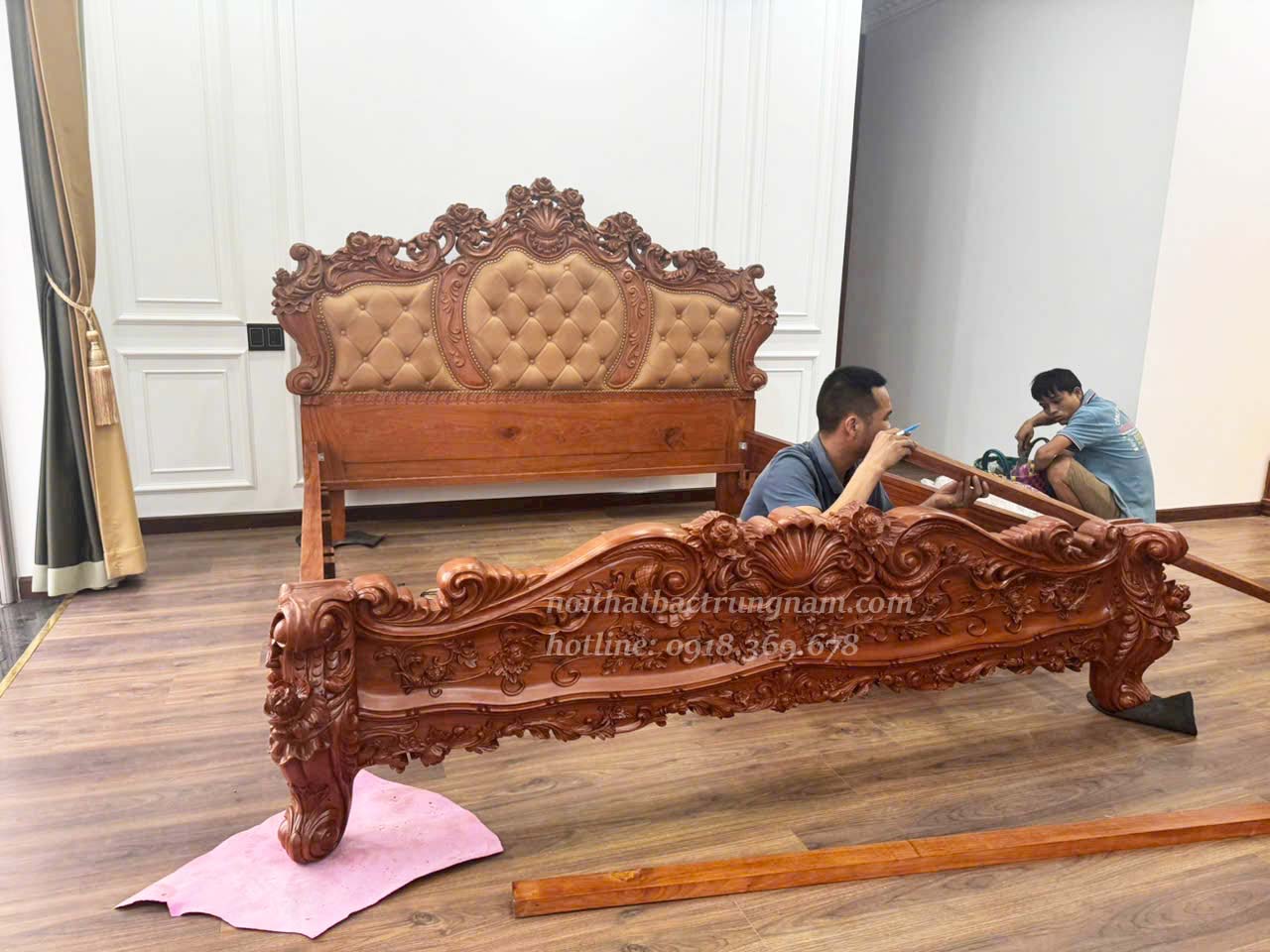 giường ngủ cổ điển gỗ gõ đỏ GN05GD