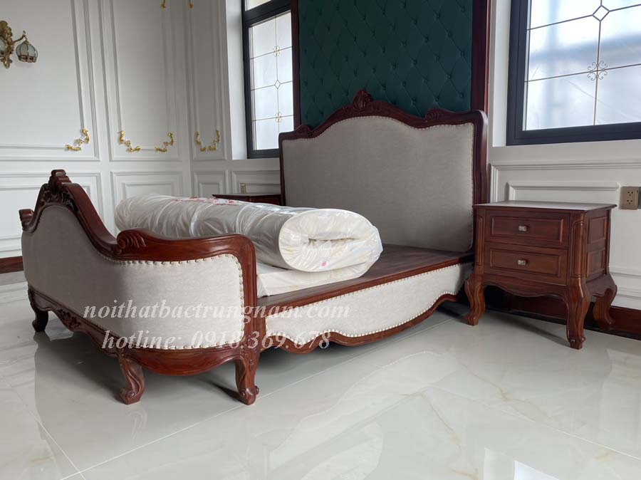 Giường ngủ tân cổ điển gỗ gõ đỏ cao cấp G07